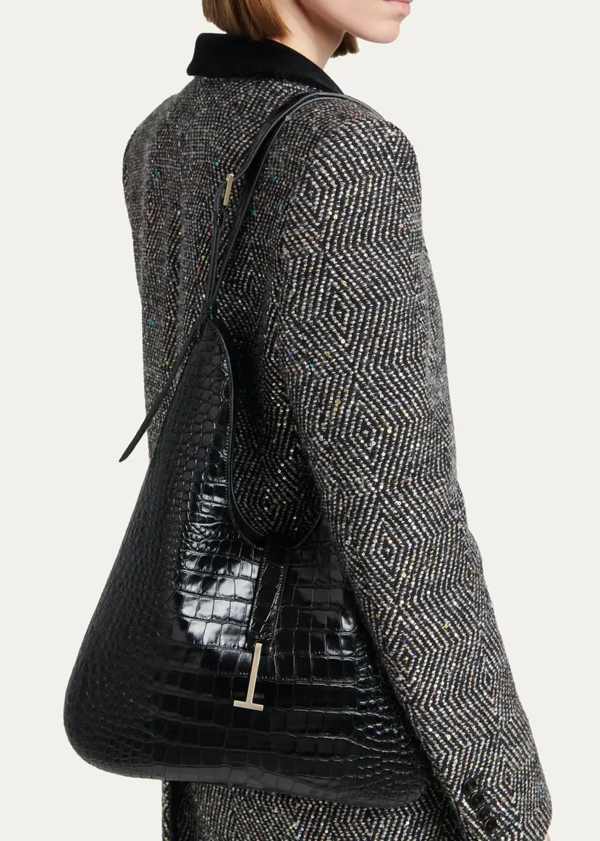 Tom Ford Kara Croc-Embossed Leather Hobo Bag | Thumbnail 2