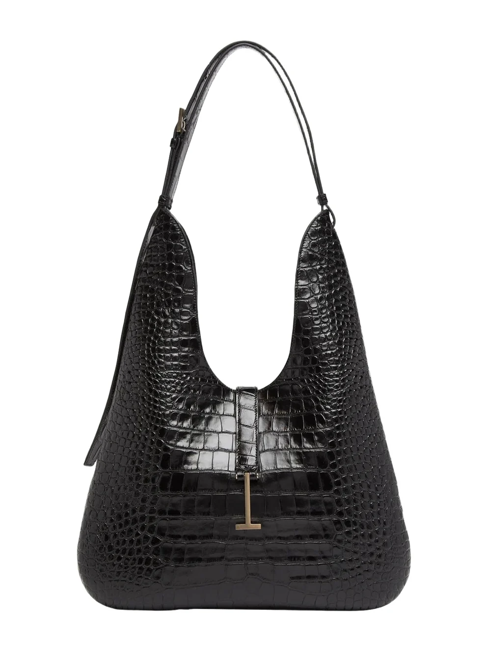 Kara Croc-Embossed Leather Hobo Bag
