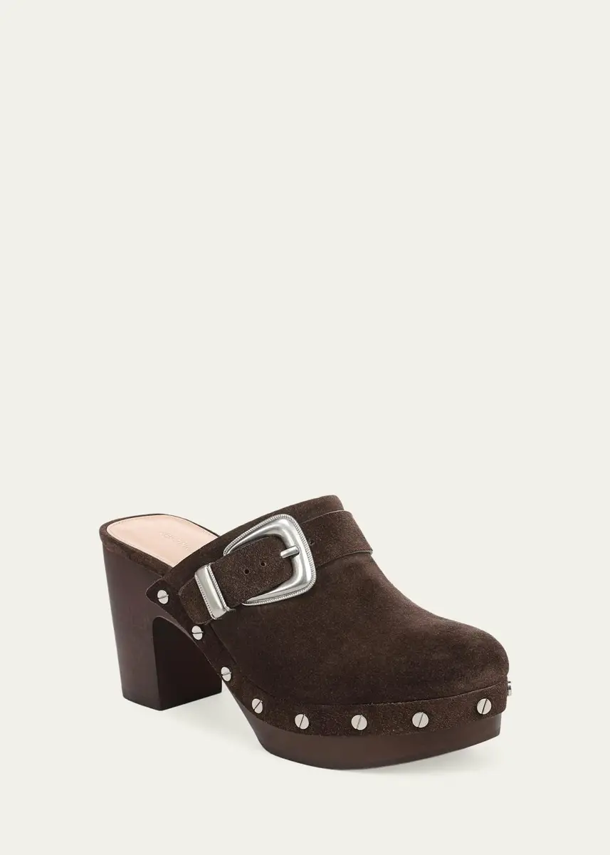 Veronica Beard Larken 95MM Suede Clogs | Thumbnail 2 Veronica Beard Larken 95MM Suede Clogs | Thumbnail 2