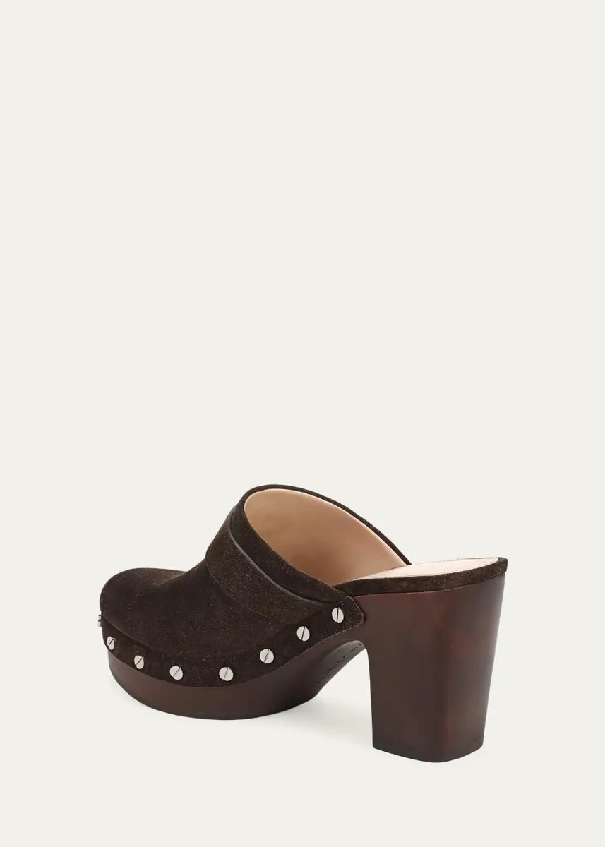Veronica Beard Larken 95MM Suede Clogs | Thumbnail 3 Veronica Beard Larken 95MM Suede Clogs | Thumbnail 3