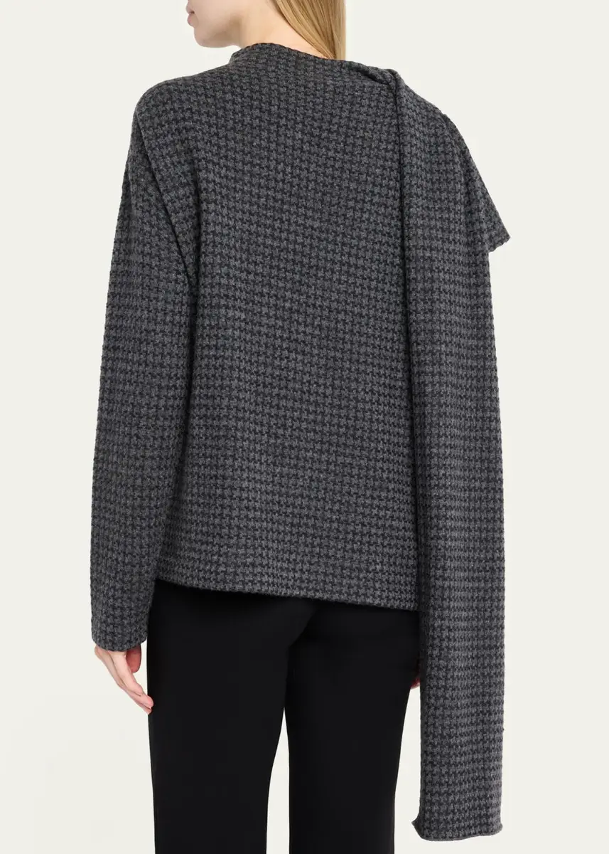 Vince Draped-Scarf Houndstooth Sweater | Thumbnail 3