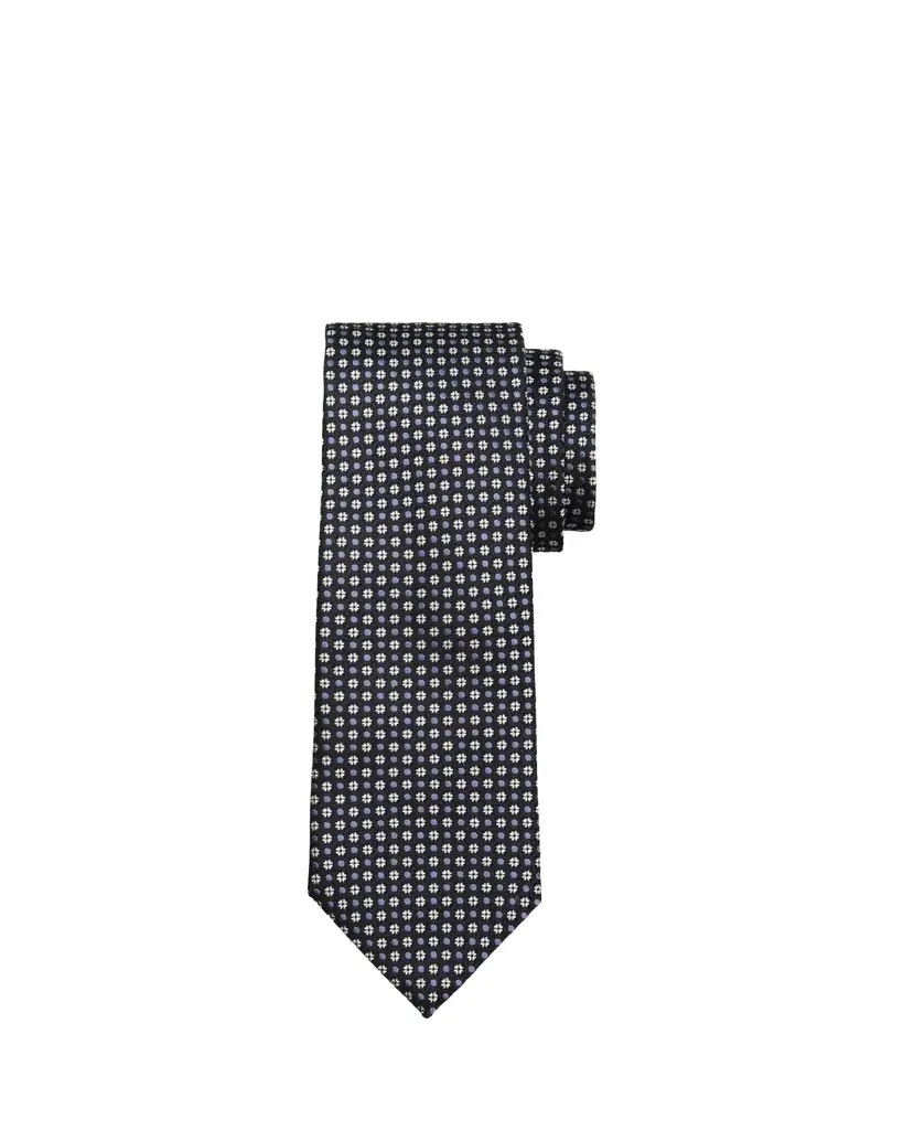 Zegna Men's Micro-Floral Geometric Silk Tie