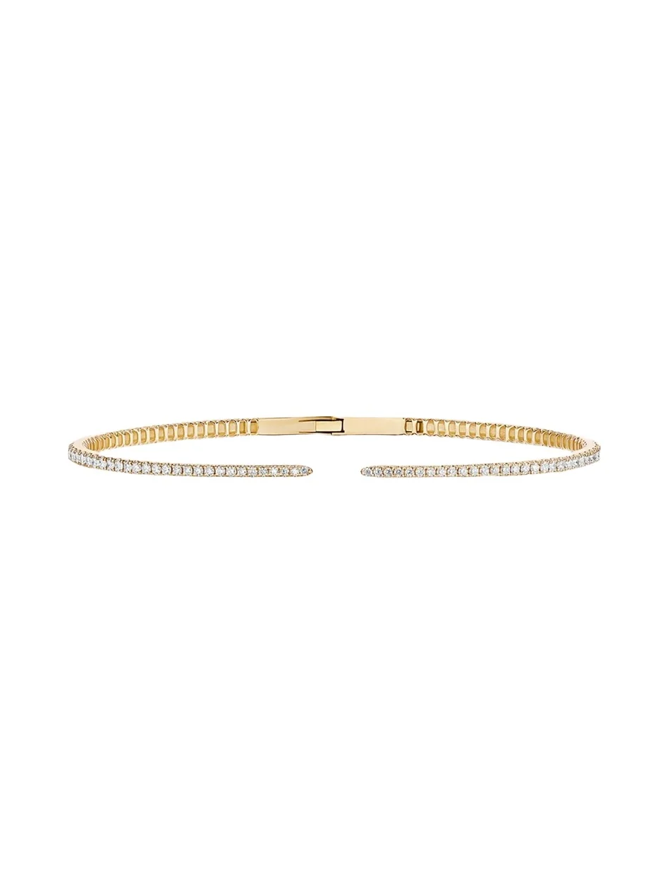14K Graduated Diamond Open Hinge Bangle Bracelet