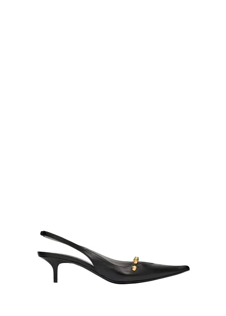 Balenciaga 45mm Midnight City Studded Leather Slingback Pumps