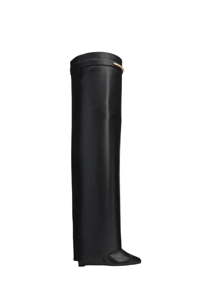 90mm Shark Pinch Leather Over-the-Knee Boots