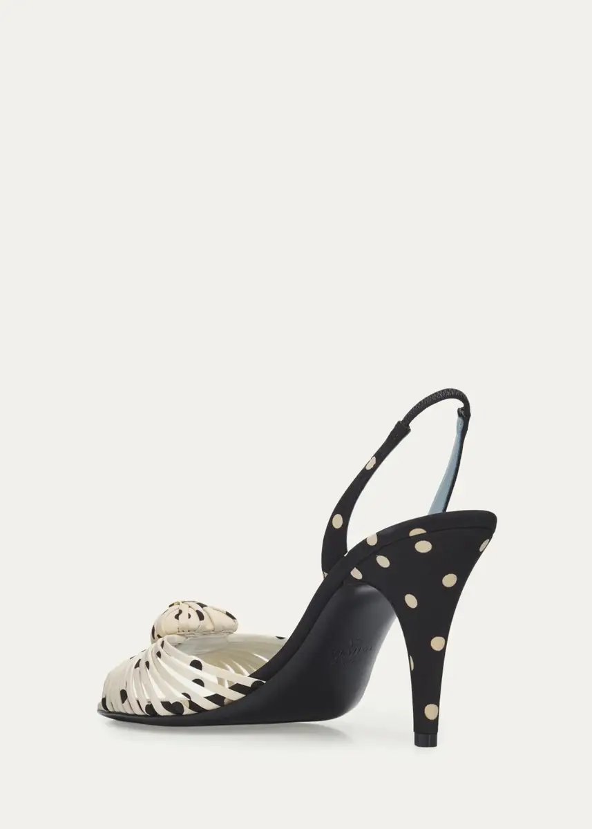 Valentino Garavani 85mm Coeur Royal VLogo Polka Dot Slingback Sandals | Thumbnail 4 Valentino Garavani 85mm Coeur Royal VLogo Polka Dot Slingback Sandals | Thumbnail 4