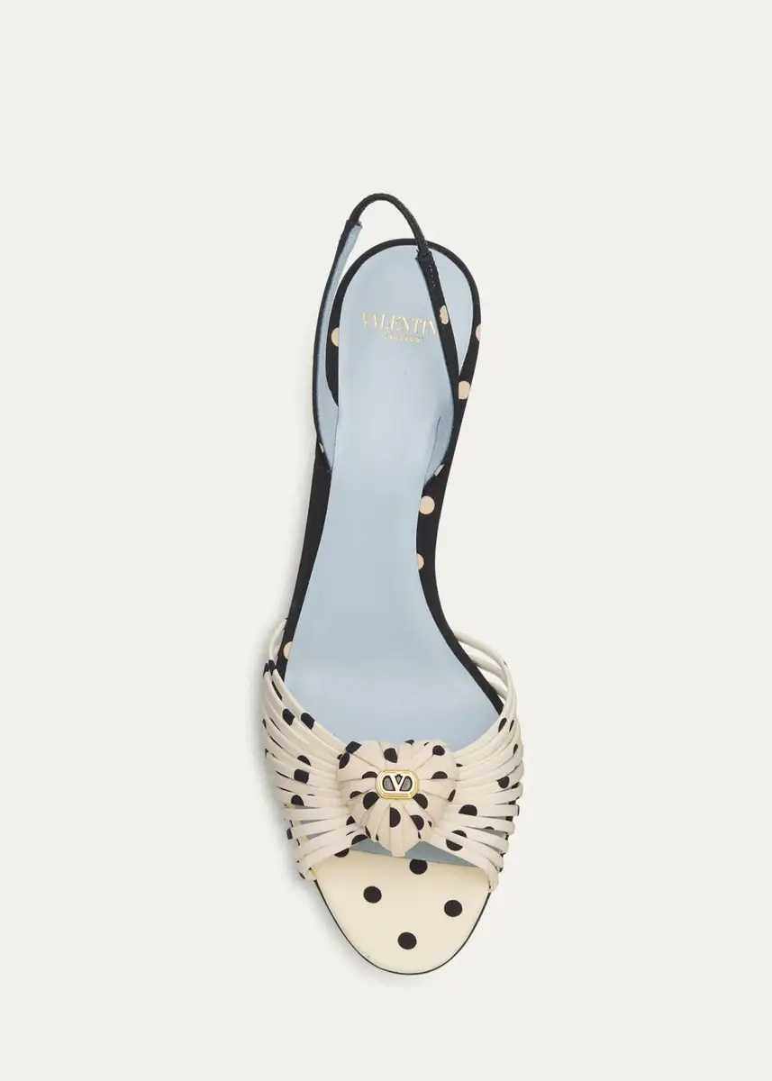 Valentino Garavani 85mm Coeur Royal VLogo Polka Dot Slingback Sandals | Thumbnail 5 Valentino Garavani 85mm Coeur Royal VLogo Polka Dot Slingback Sandals | Thumbnail 5