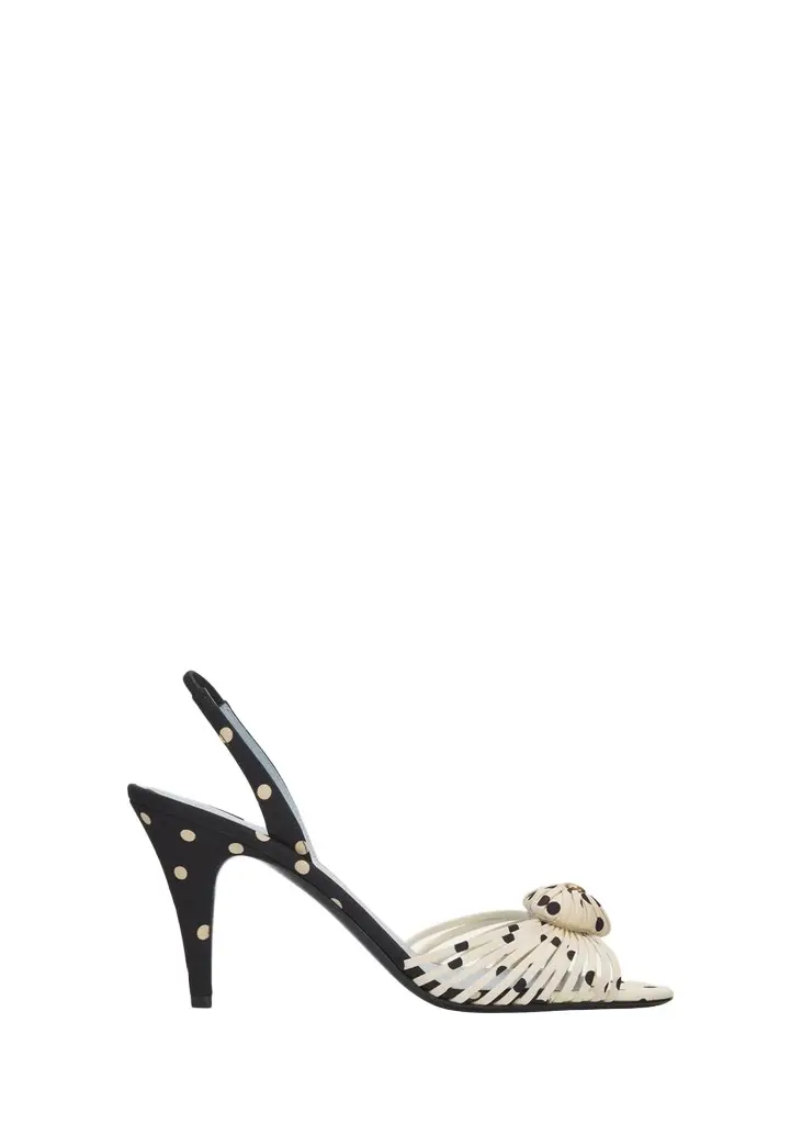 Valentino Garavani 85mm Coeur Royal VLogo Polka Dot Slingback Sandals