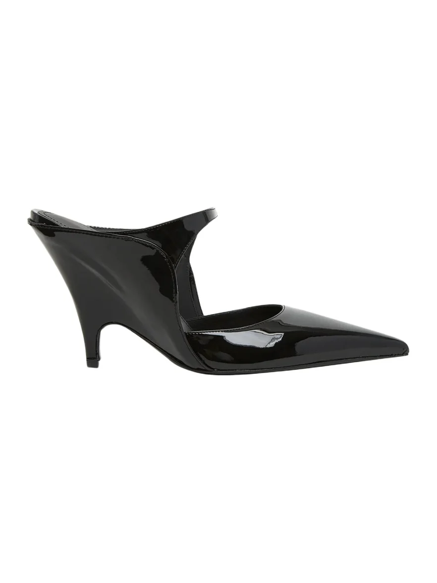 Ferragamo 95mm Jasir Patent Leather Mule Pumps