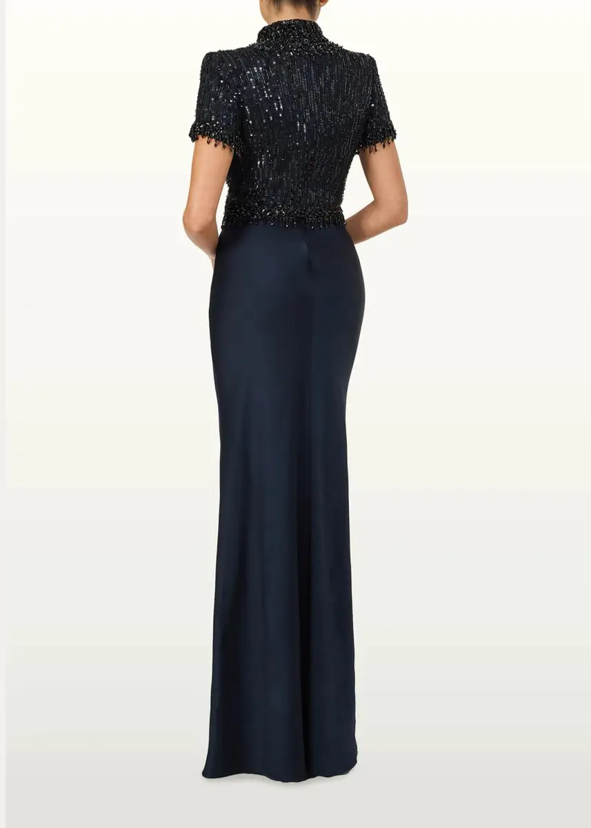 Jenny Packham Trinity Embellished Strong-Shoulder Satin Gown | Thumbnail 3 Jenny Packham Trinity Embellished Strong-Shoulder Satin Gown | Thumbnail 3