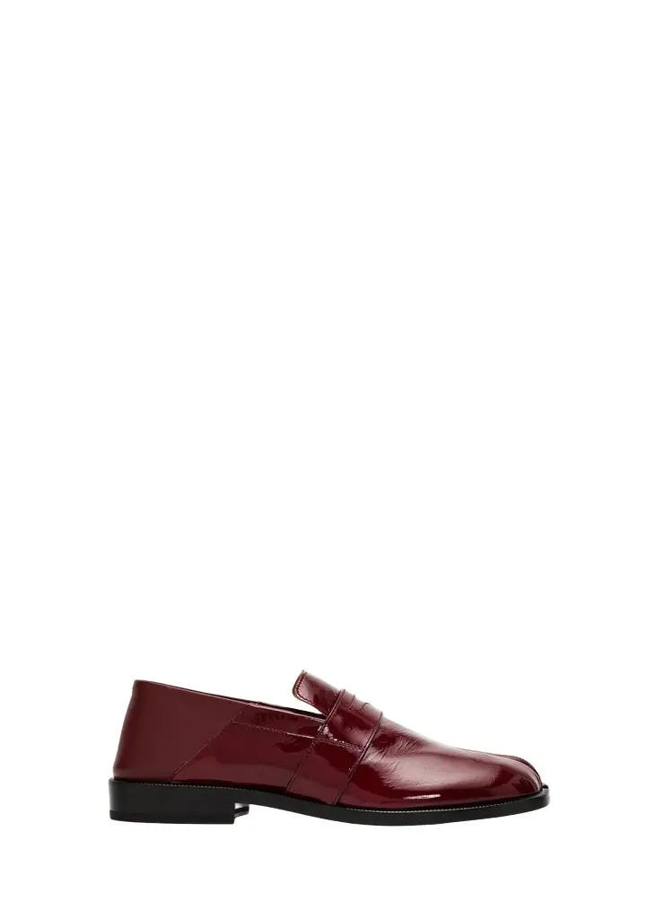 Tabi Crinkled Patent Leather Penny Loafers