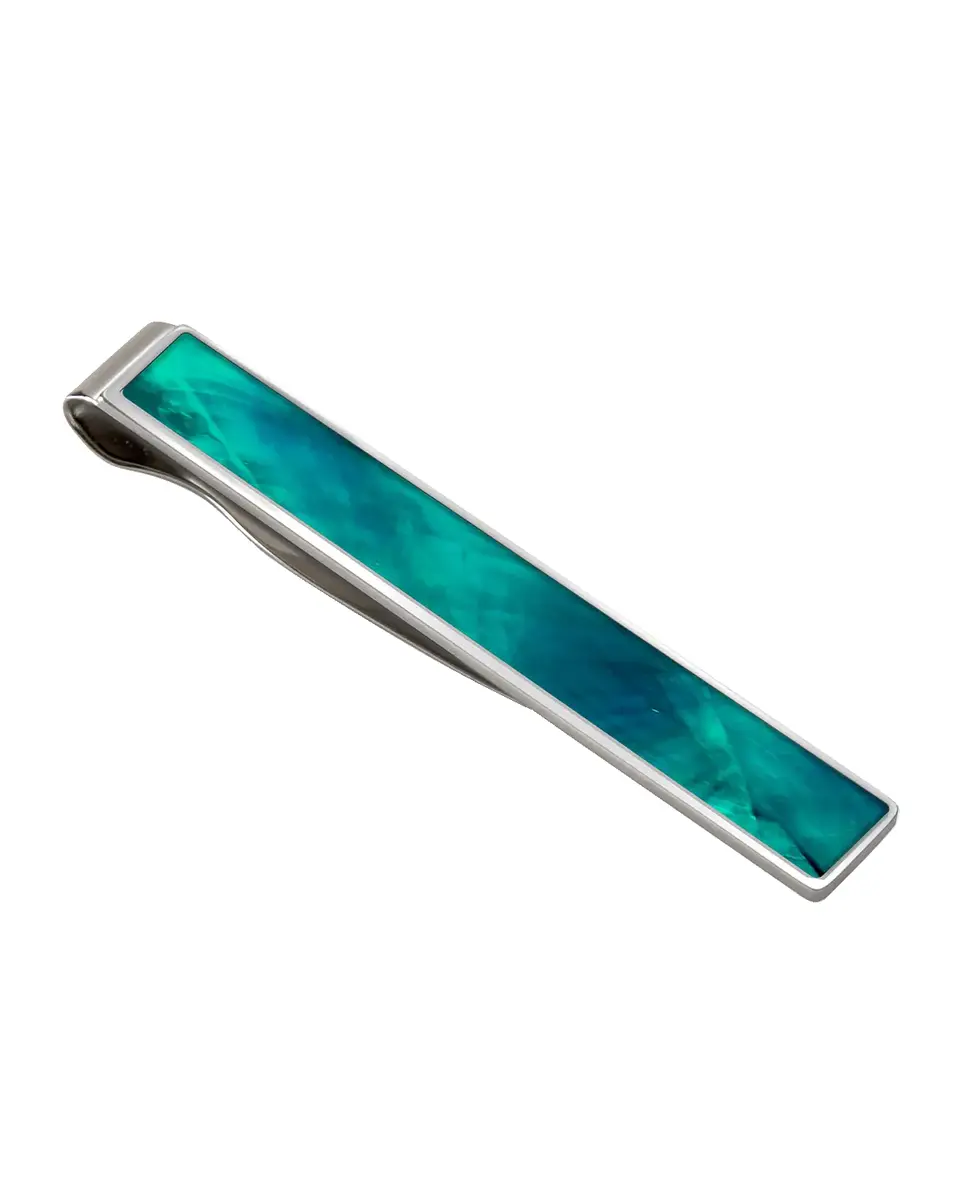 M Clip Men's Teal Mother-Of-Pearl Tie Bar | Thumbnail 2