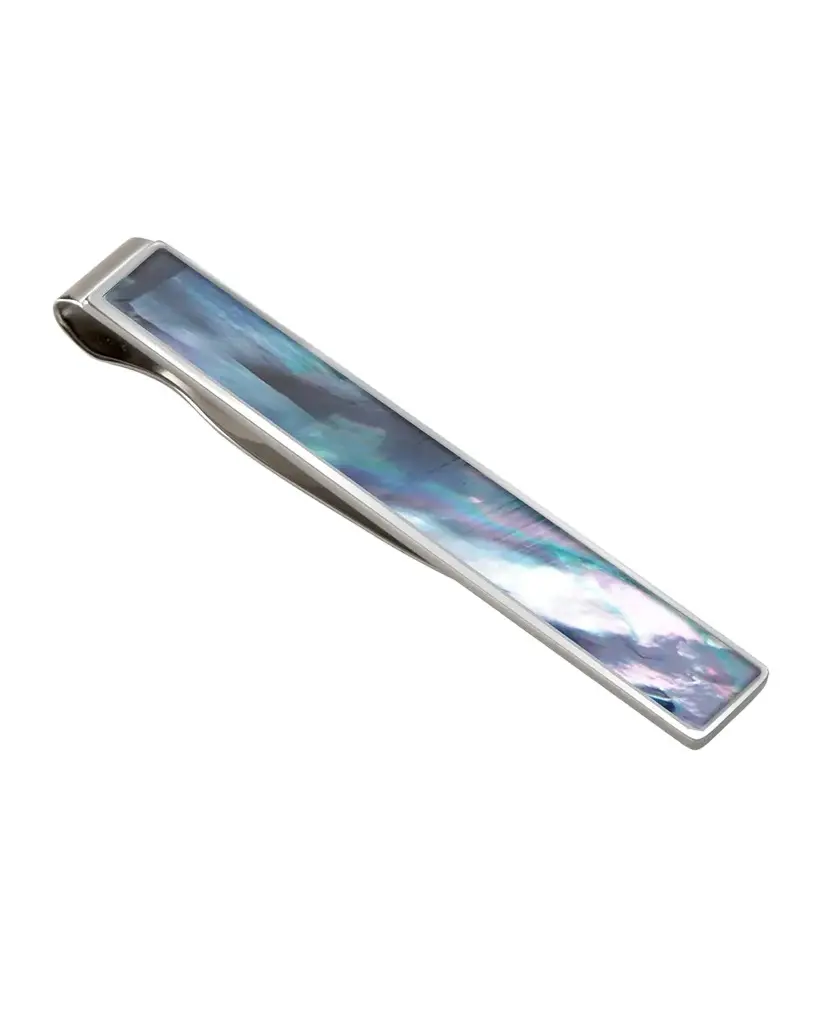 M Clip Men's Gray Mother-Of-Pearl Tie Bar