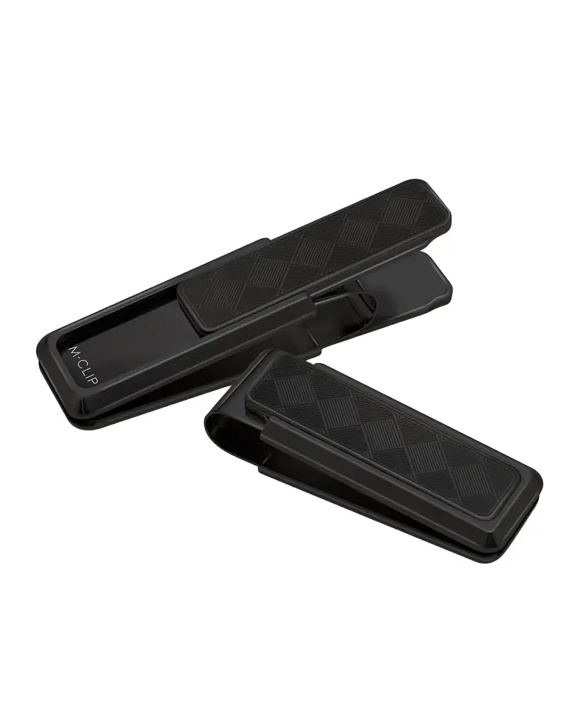 M Clip Men's Herringbone IP Black Stainless Steel Money Clip