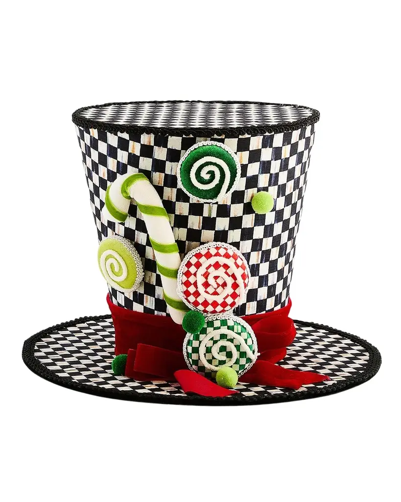 MacKenzie-Childs Check It Out Top Hat Fabric Tree Topper