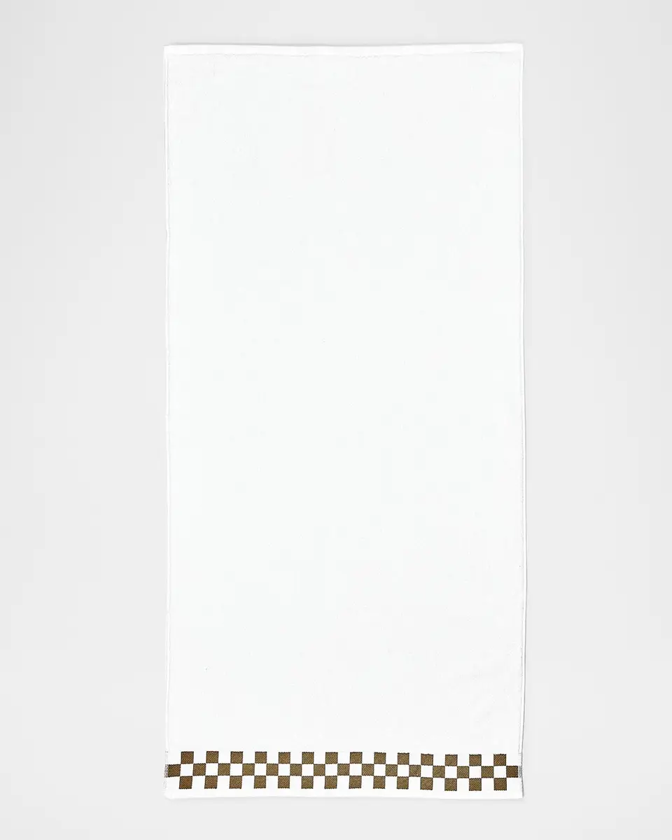 MacKenzie-Childs Bath Towel with Mocha Check Border | Thumbnail 2 MacKenzie-Childs Bath Towel with Mocha Check Border | Thumbnail 2