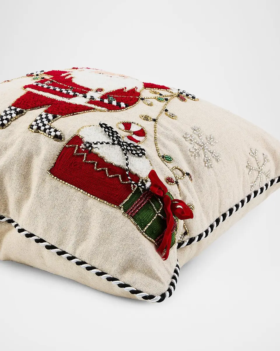 MacKenzie-Childs Santa with Tree Lights Throw Pillow, 18" Square | Thumbnail 2 MacKenzie-Childs Santa with Tree Lights Throw Pillow, 18" Square | Thumbnail 2