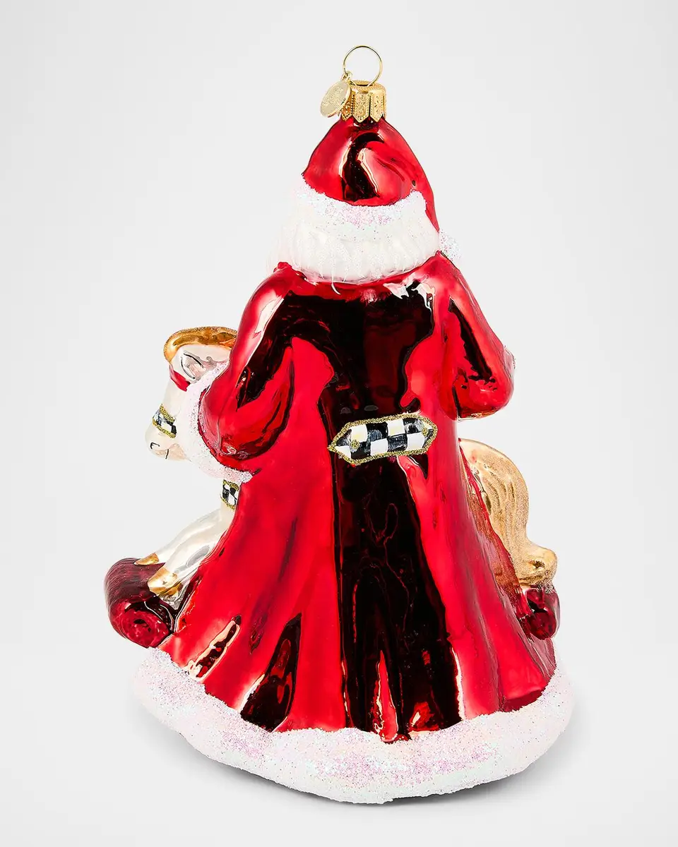 MacKenzie-Childs Santa with Rocking Horse Glass Ornament | Thumbnail 2