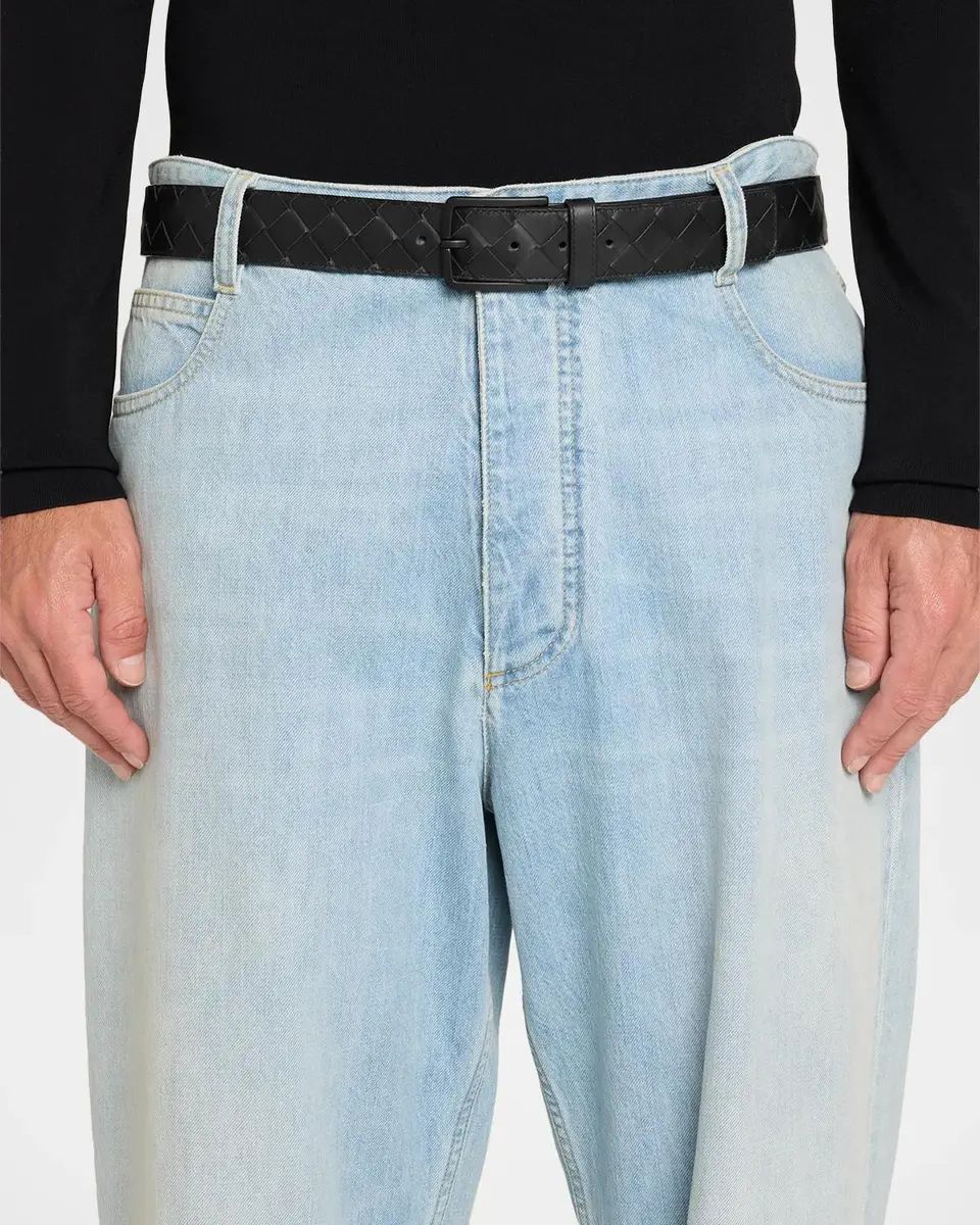Bottega Veneta Men's Maxi-Intrecciato Leather Belt | Thumbnail 2 Bottega Veneta Men's Maxi-Intrecciato Leather Belt | Thumbnail 2