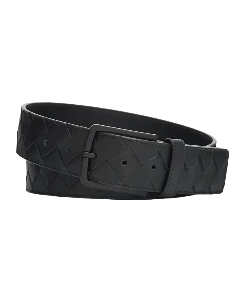 Bottega Veneta Men's Maxi-Intrecciato Leather Belt