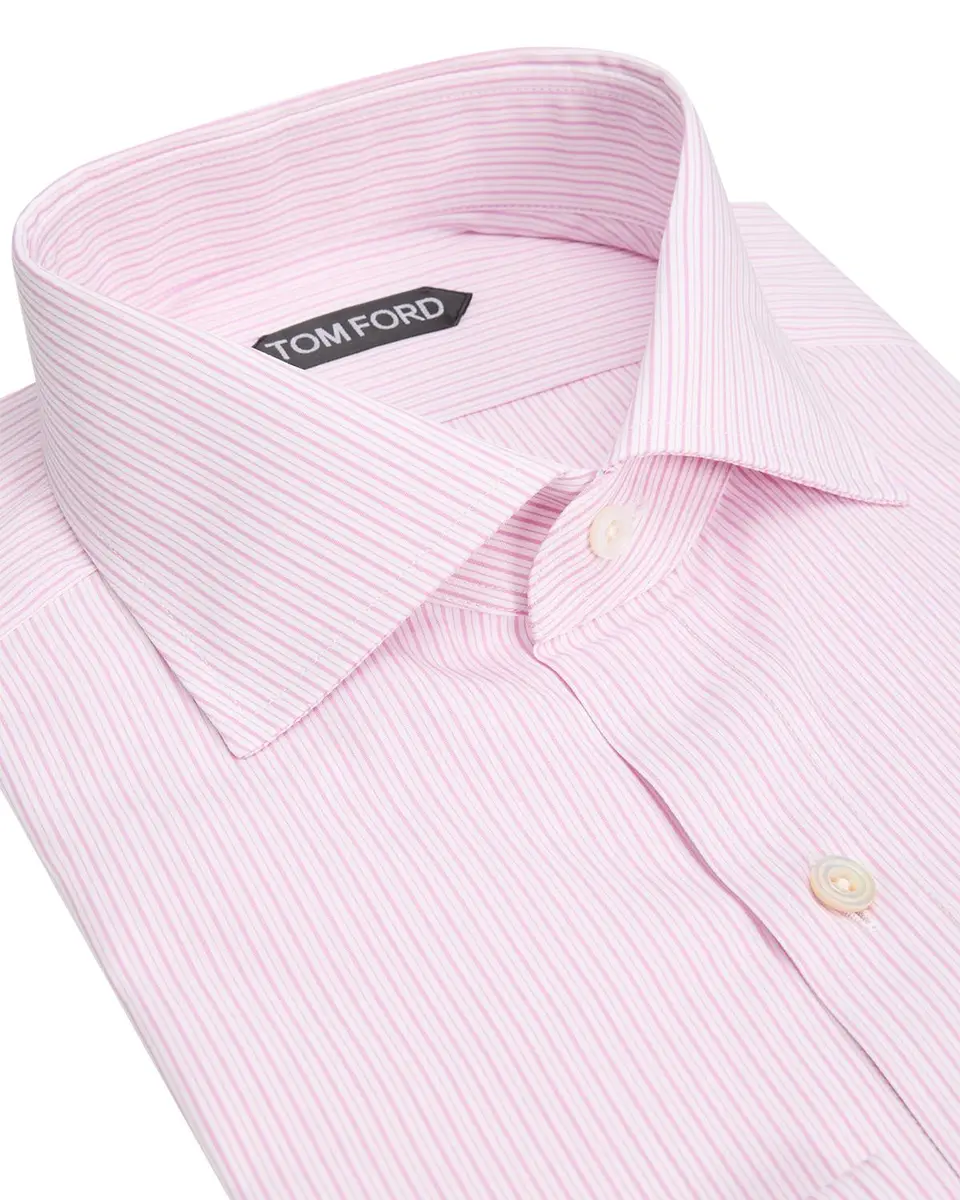 Tom Ford Men's Striped Cotton Dress Shirt | Thumbnail 4 Tom Ford Men's Striped Cotton Dress Shirt | Thumbnail 4