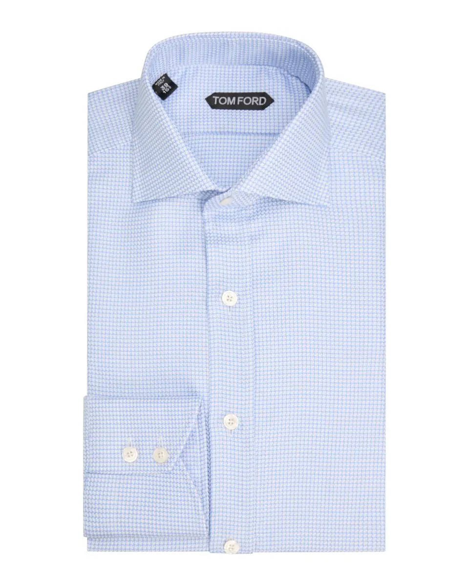 Tom Ford Men's Dogtooth Cotton Dress Shirt | Thumbnail 3