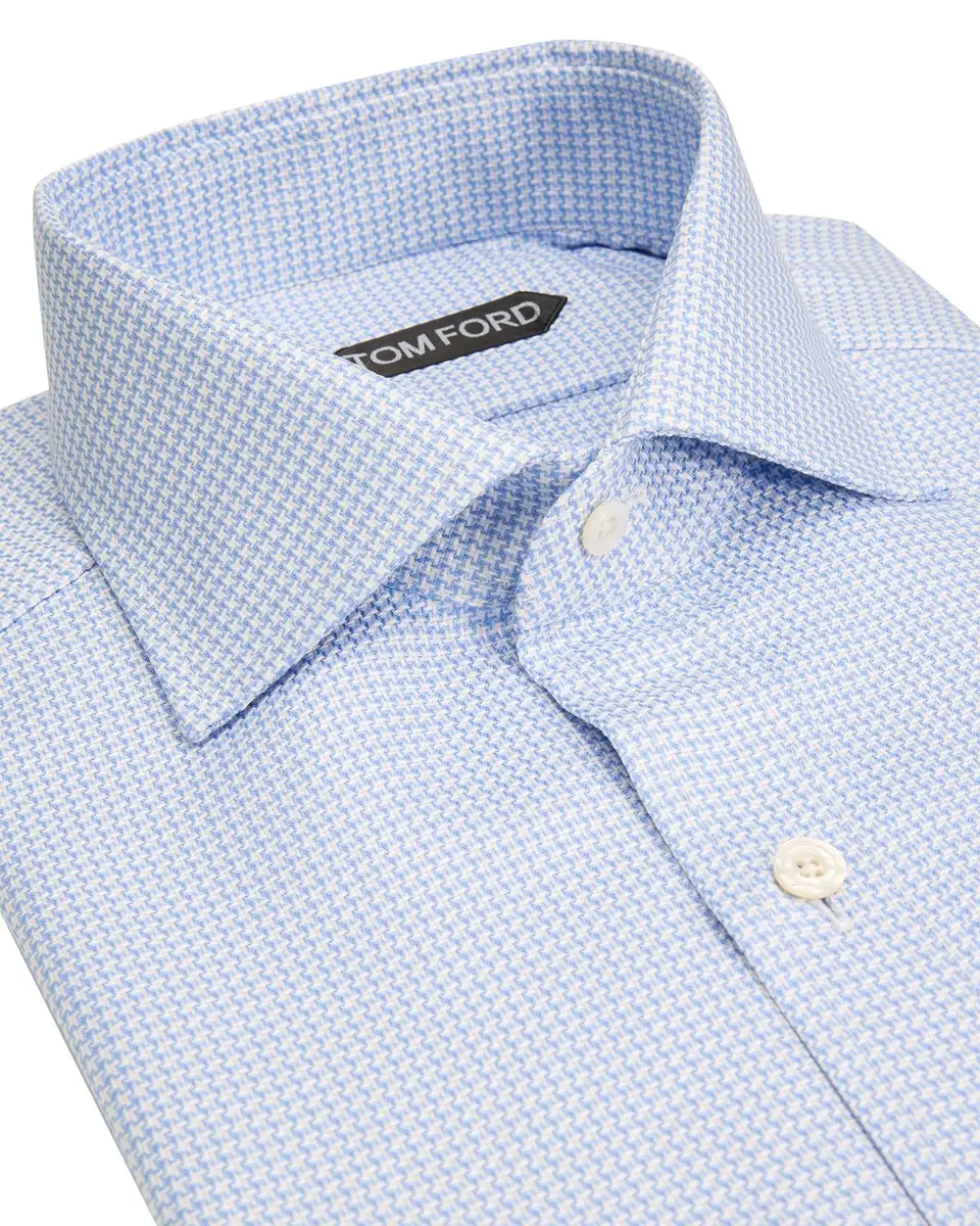 Tom Ford Men's Dogtooth Cotton Dress Shirt | Thumbnail 4