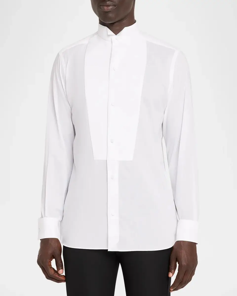 Tom Ford Men's Cotton Pique Tuxedo Shirt | Thumbnail 4 Tom Ford Men's Cotton Pique Tuxedo Shirt | Thumbnail 4