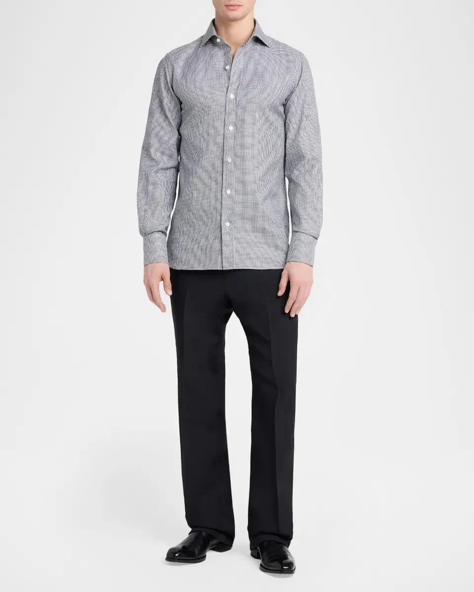 Tom Ford Men's Dogtooth Cotton Dress Shirt | Thumbnail 2 Tom Ford Men's Dogtooth Cotton Dress Shirt | Thumbnail 2