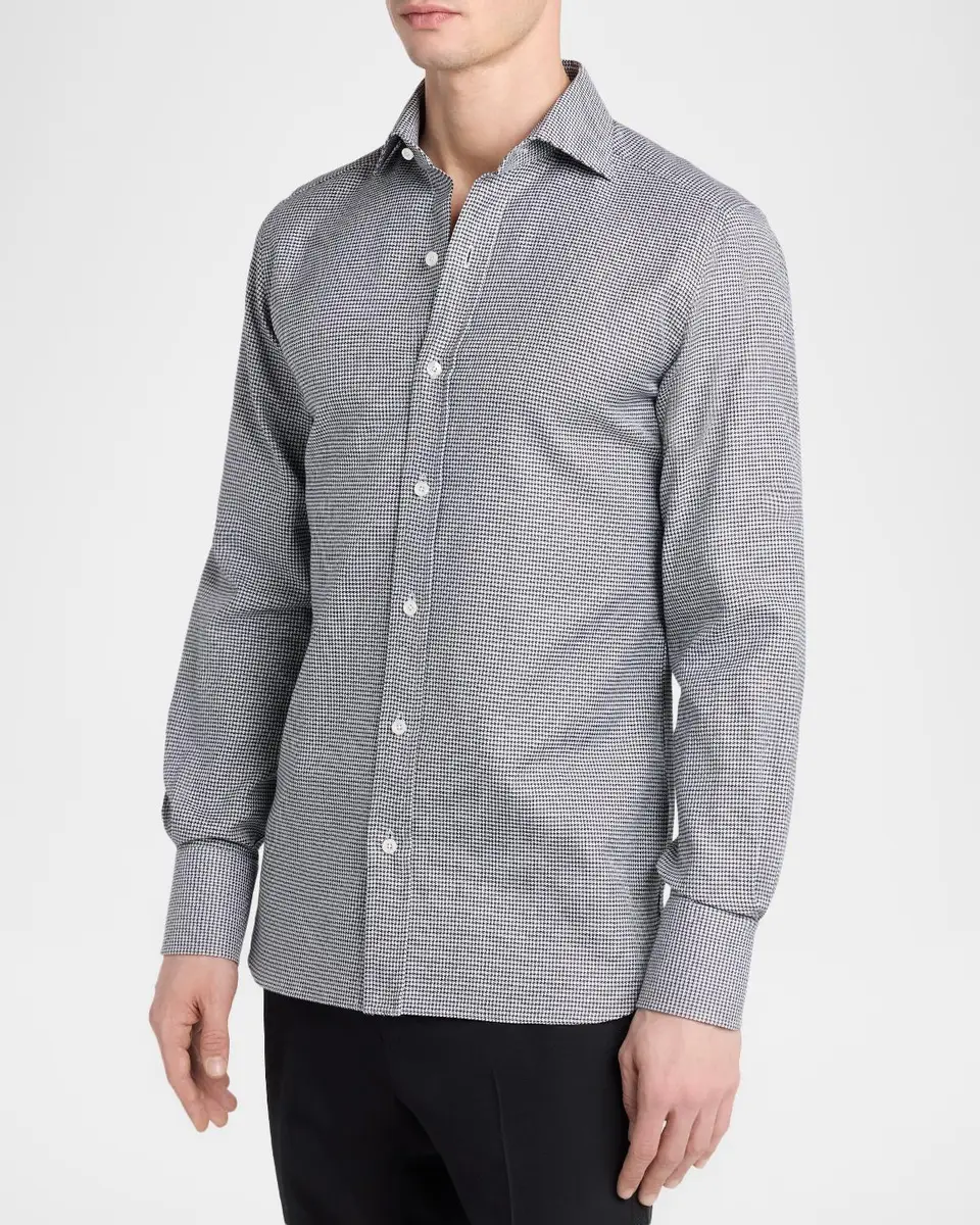 Tom Ford Men's Dogtooth Cotton Dress Shirt | Thumbnail 4 Tom Ford Men's Dogtooth Cotton Dress Shirt | Thumbnail 4