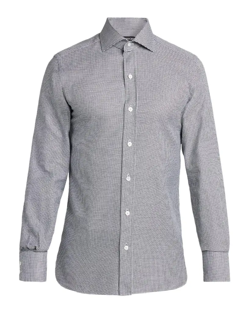 Tom Ford Men's Dogtooth Cotton Dress Shirt