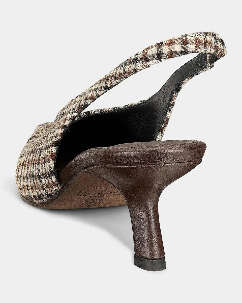 Brunello Cucinelli Houndstooth Alpaca-Blend Slingback Pumps | Thumbnail 2
