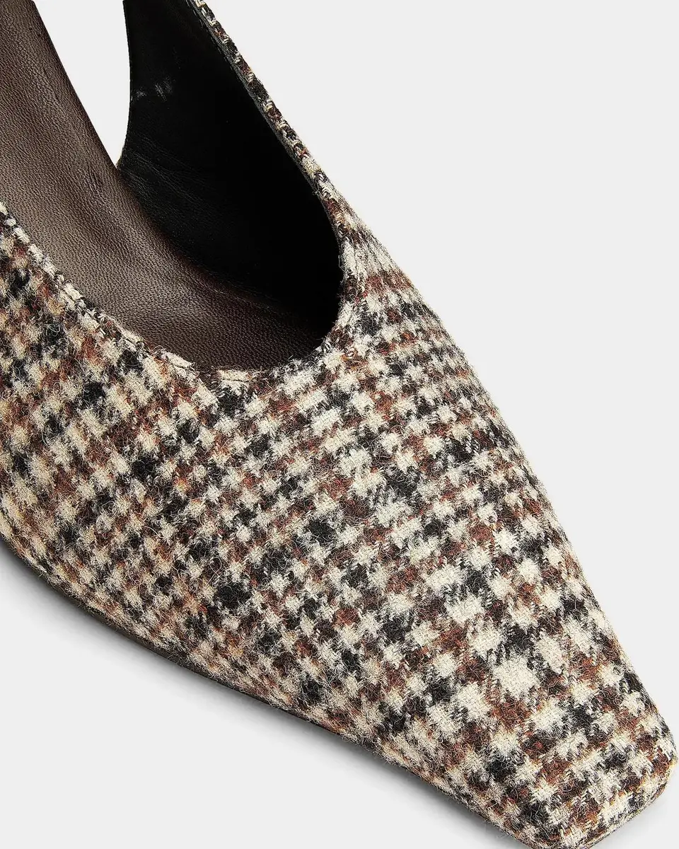 Brunello Cucinelli Houndstooth Alpaca-Blend Slingback Pumps | Thumbnail 3