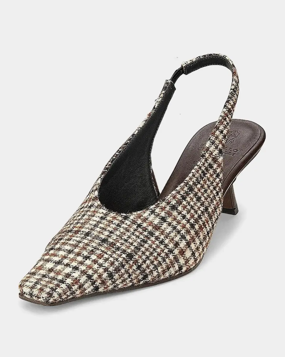 Brunello Cucinelli Houndstooth Alpaca-Blend Slingback Pumps | Thumbnail 5