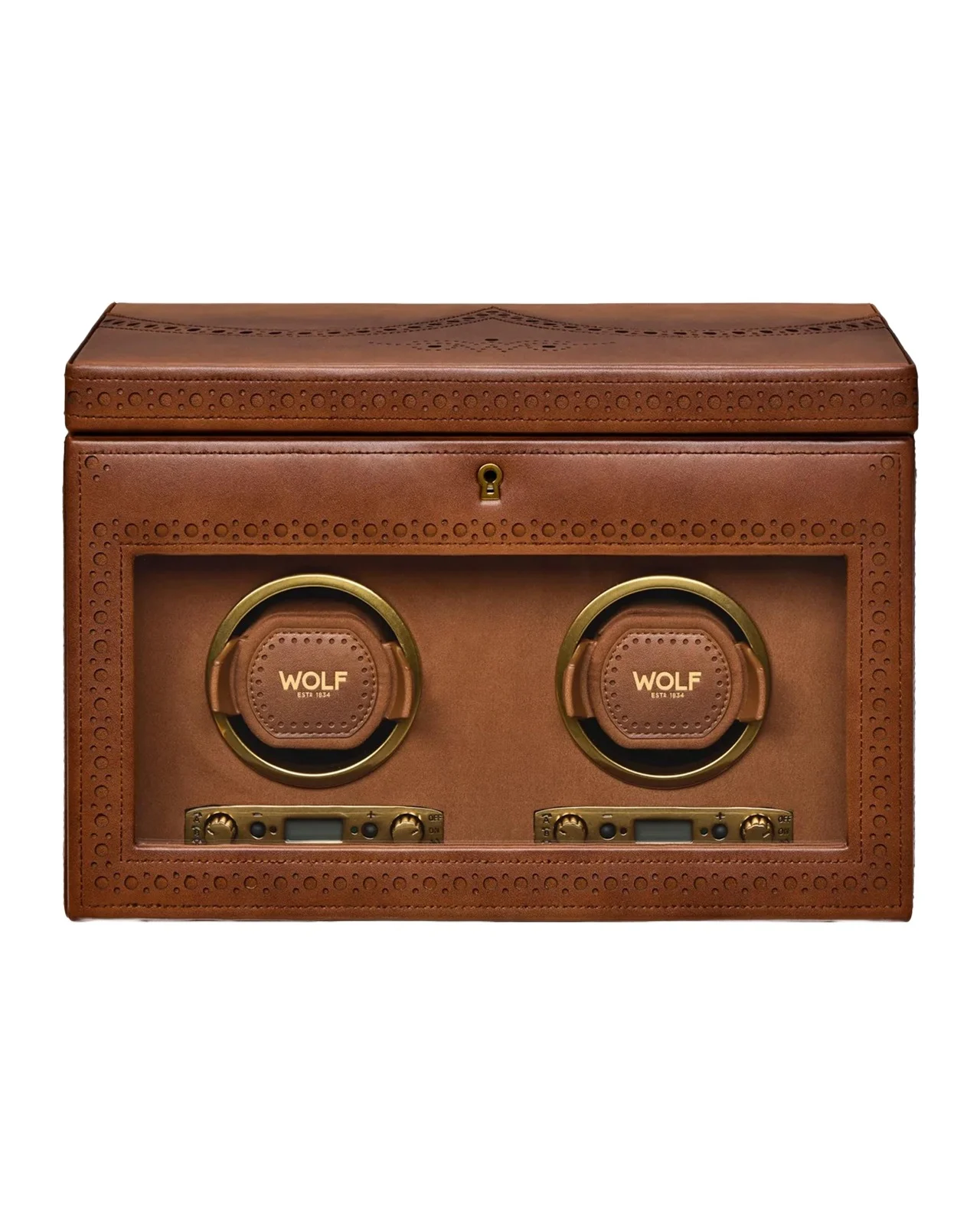 Brogue Double Watch Winder with Storage