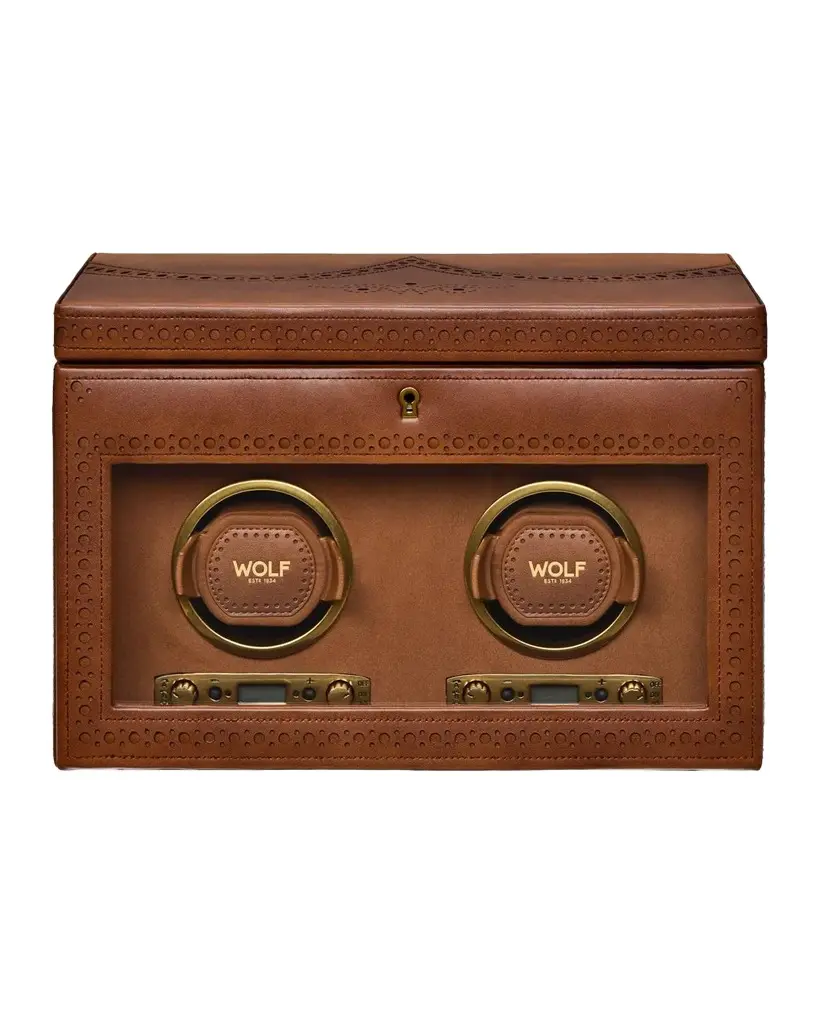 Brogue Double Watch Winder with Storage Brogue Double Watch Winder with Storage