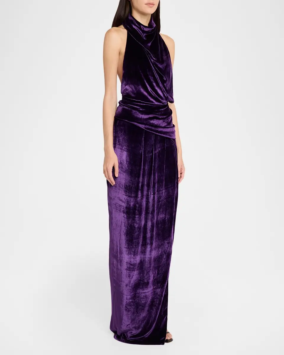 Atelier Prabal Gurung Draped Velvet Halter Dress | Thumbnail 2 Atelier Prabal Gurung Draped Velvet Halter Dress | Thumbnail 2