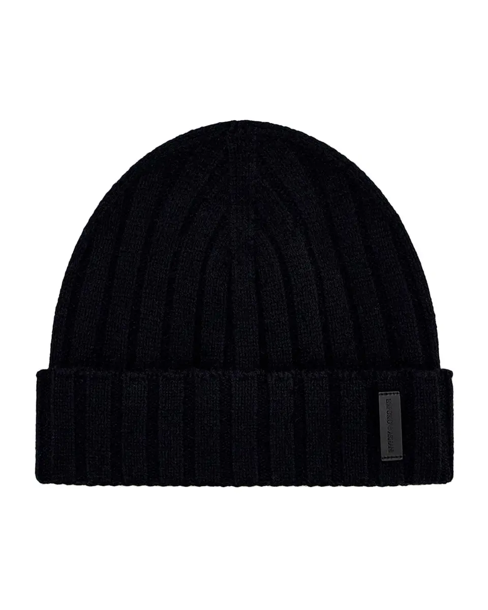 Emporio Armani Men's Wool-Cashmere Rib-Knit Beanie Hat | Thumbnail 3 Emporio Armani Men's Wool-Cashmere Rib-Knit Beanie Hat | Thumbnail 3