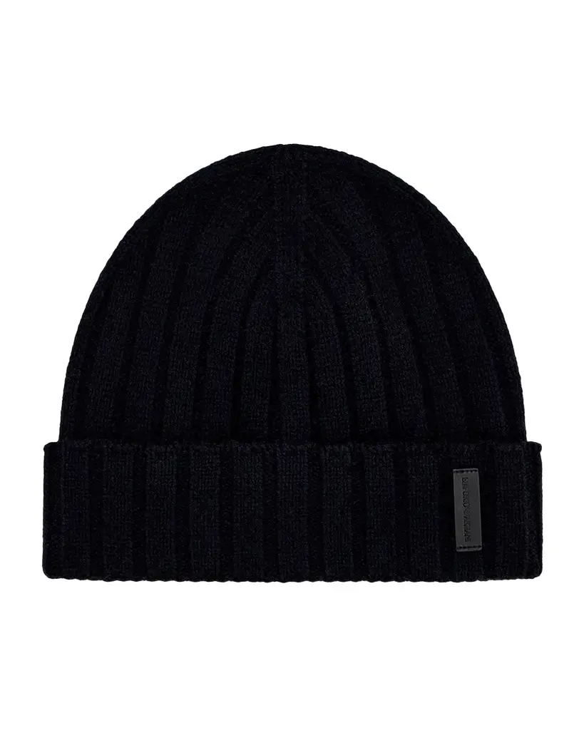 Emporio Armani Men's Wool-Cashmere Rib-Knit Beanie Hat