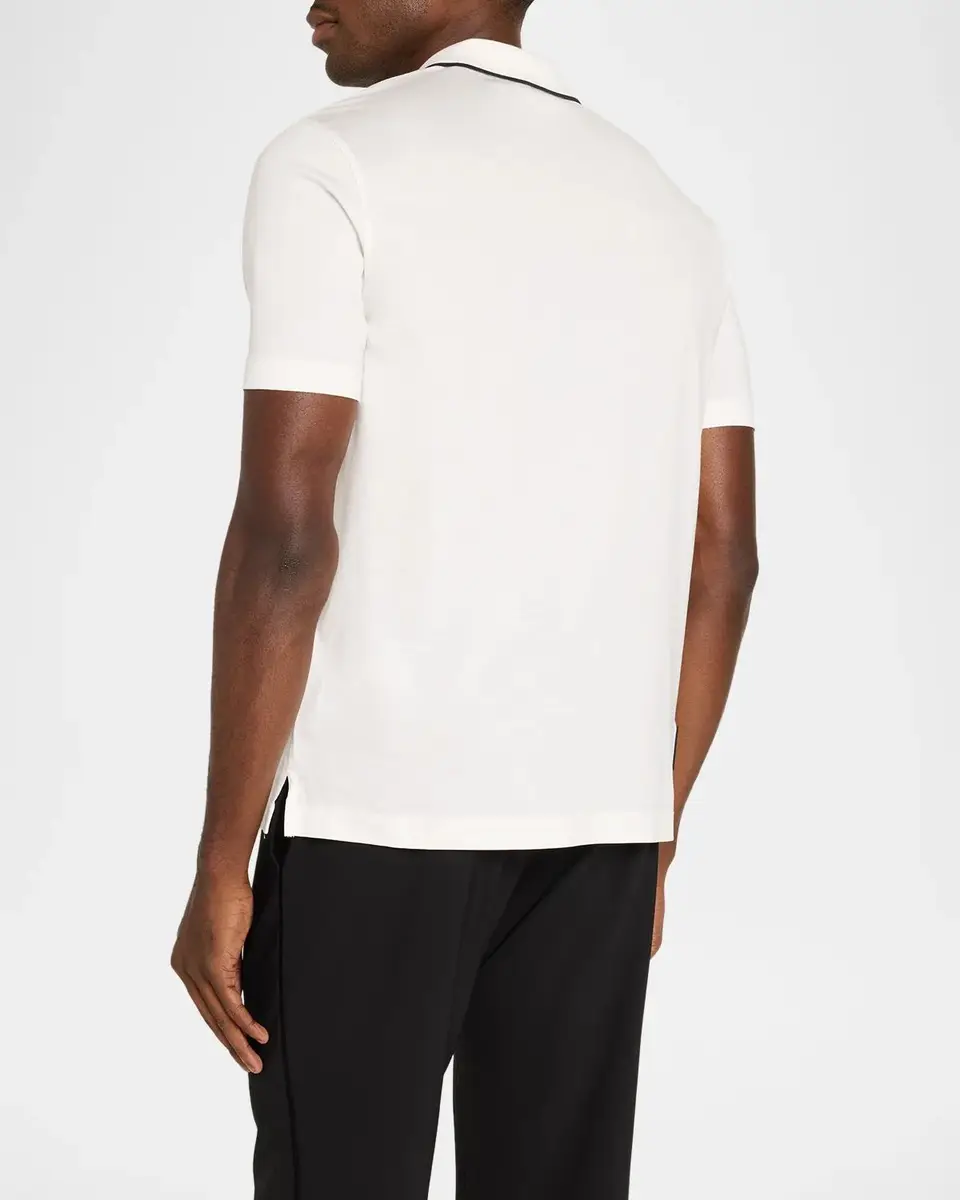 Emporio Armani Men's Lyocell and Cotton Jersey Tipped-Collar Polo Shirt | Thumbnail 3 Emporio Armani Men's Lyocell and Cotton Jersey Tipped-Collar Polo Shirt | Thumbnail 3