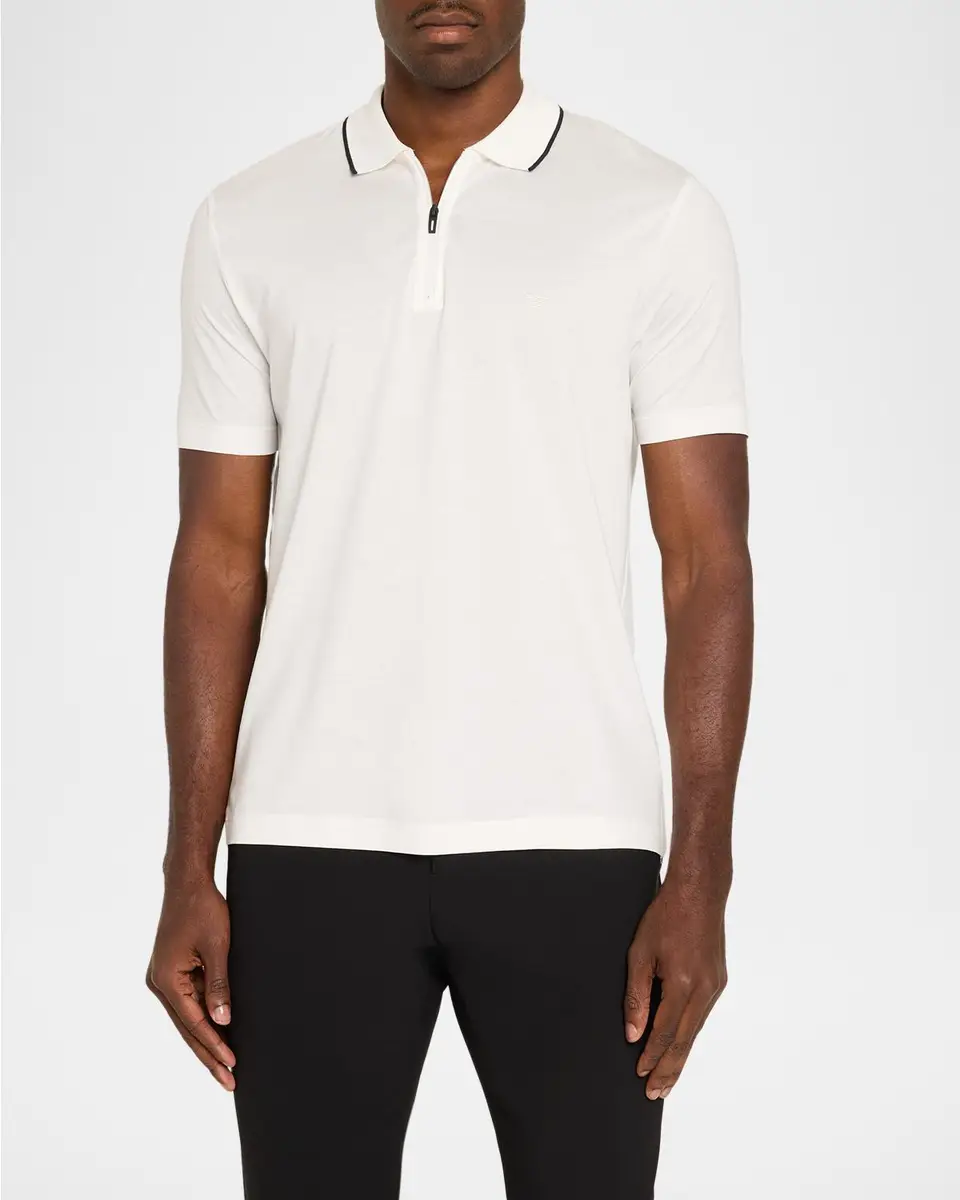 Emporio Armani Men's Lyocell and Cotton Jersey Tipped-Collar Polo Shirt | Thumbnail 4 Emporio Armani Men's Lyocell and Cotton Jersey Tipped-Collar Polo Shirt | Thumbnail 4