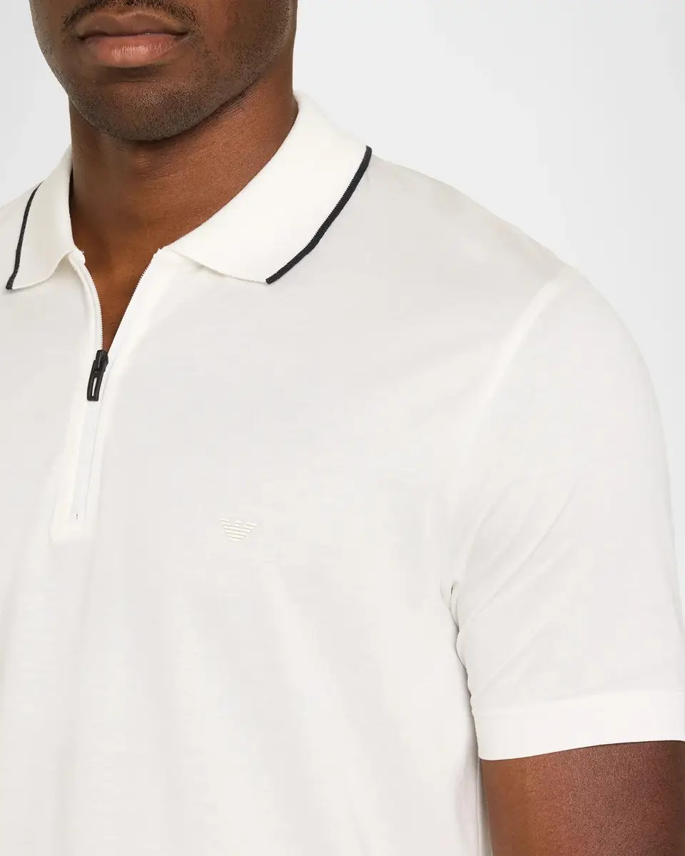 Emporio Armani Men's Lyocell and Cotton Jersey Tipped-Collar Polo Shirt | Thumbnail 5 Emporio Armani Men's Lyocell and Cotton Jersey Tipped-Collar Polo Shirt | Thumbnail 5