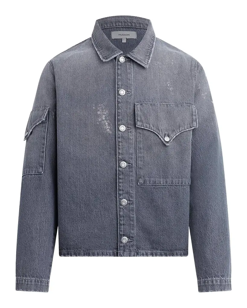Hudson Men's Denim Flap-Pocket Shirt Jacket