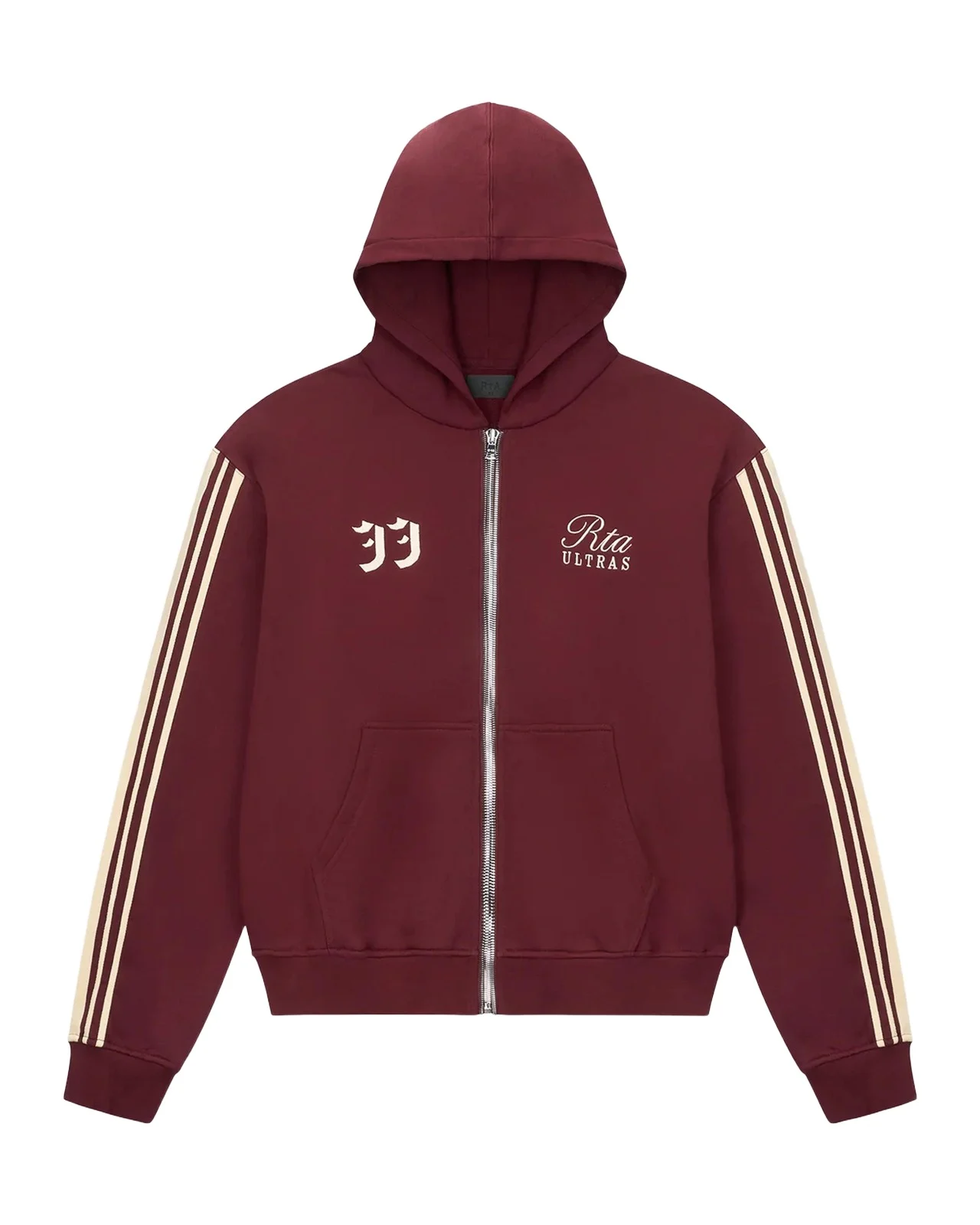 RTA Men's Striped-Sleeve Cotton Zip-Front Hoodie