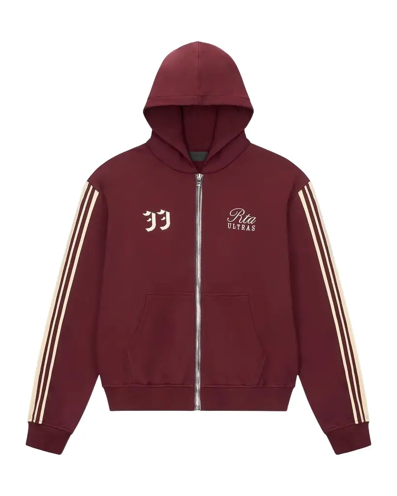 RTA Men's Striped-Sleeve Cotton Zip-Front Hoodie