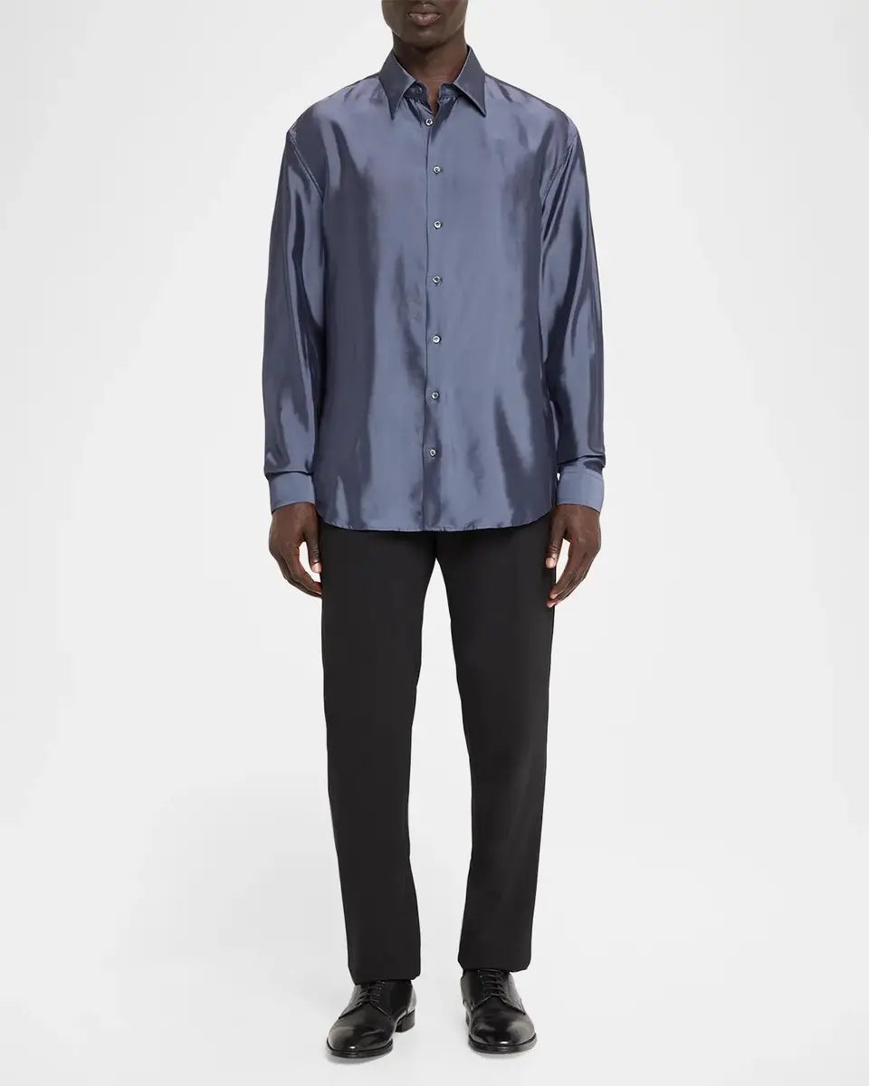 Giorgio Armani Men's Iridescent Wool-Blend Shirt | Thumbnail 2