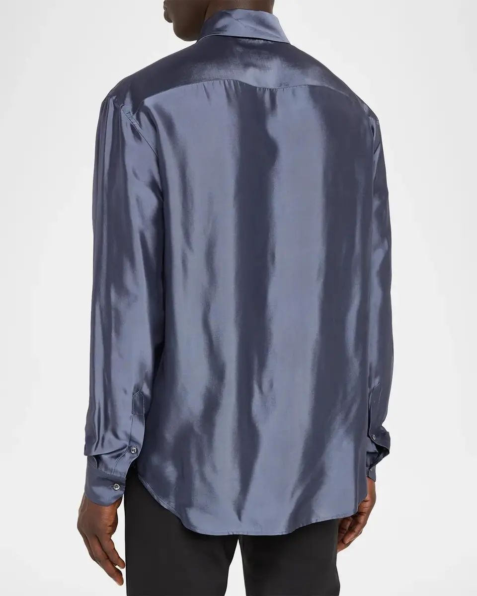 Giorgio Armani Men's Iridescent Wool-Blend Shirt | Thumbnail 3