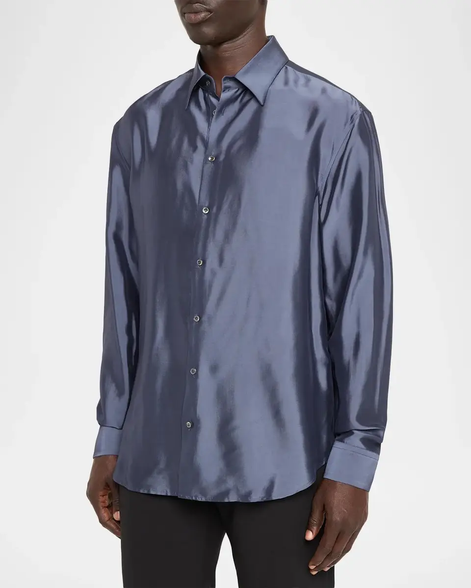 Giorgio Armani Men's Iridescent Wool-Blend Shirt | Thumbnail 4