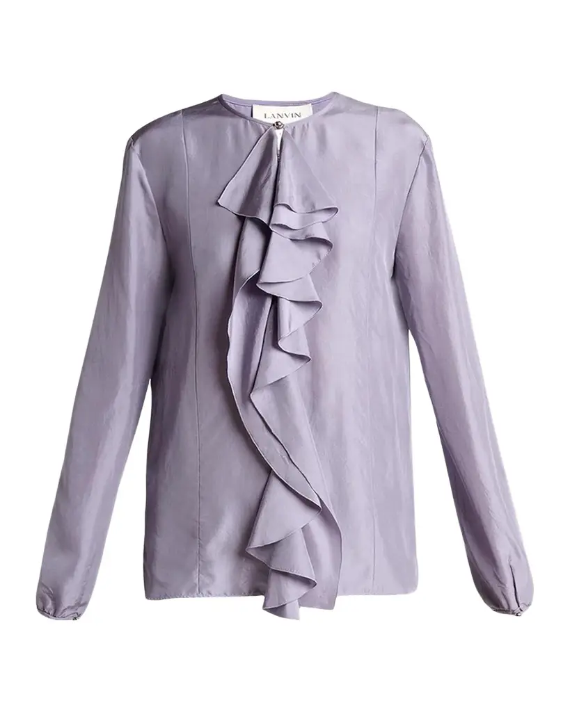 Lanvin Pussy-Bow Silk Blouse