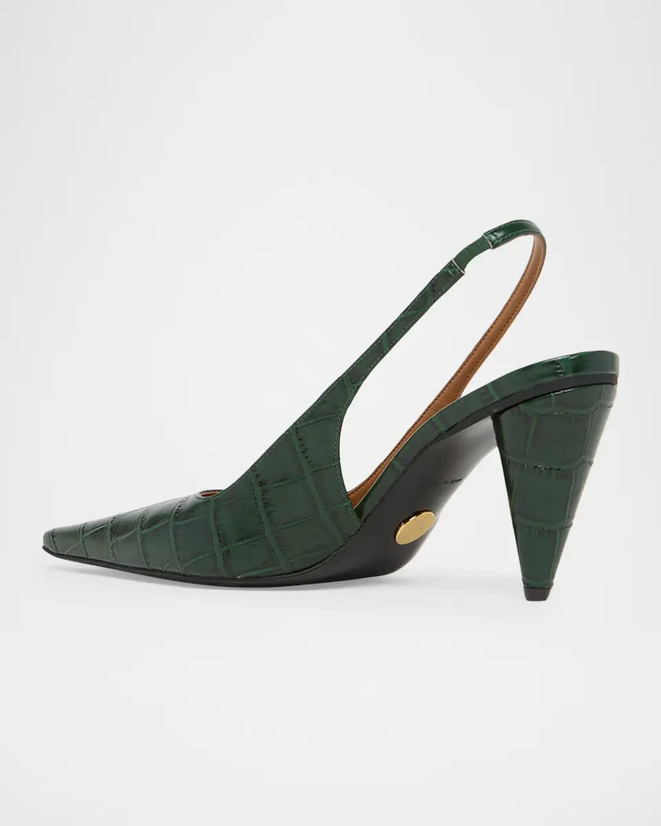 Stella McCartney 80MM Croc-Embossed Cone-Heel Slingback Pumps | Thumbnail 4